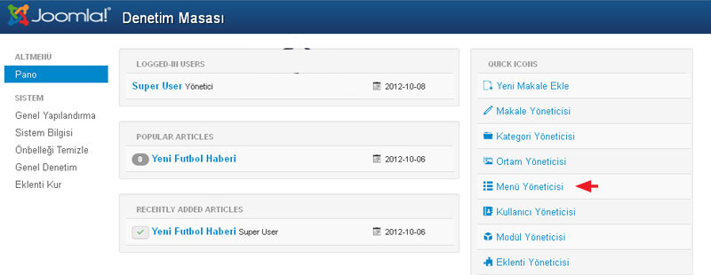 Joomla 3.0 Menü Ve Menü Öğesi Oluşturma