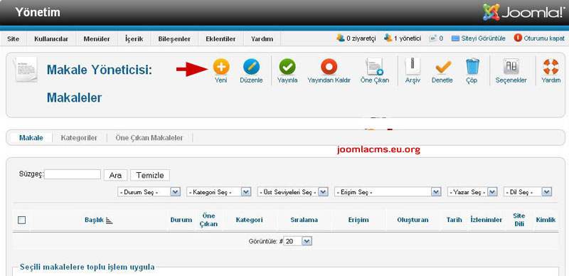 Joomla 2.5 İçerik Ekleme