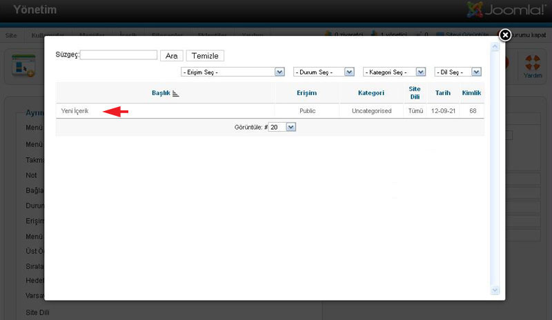 Joomla 2.5 Menü ve Menü Öğesi Oluşturma