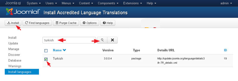 Joomla 3.0 Dil Paketi Yükleme ve Etkinleştirme