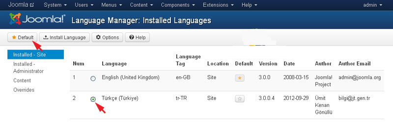 Joomla 3.0 Dil Paketi Yükleme ve Etkinleştirme