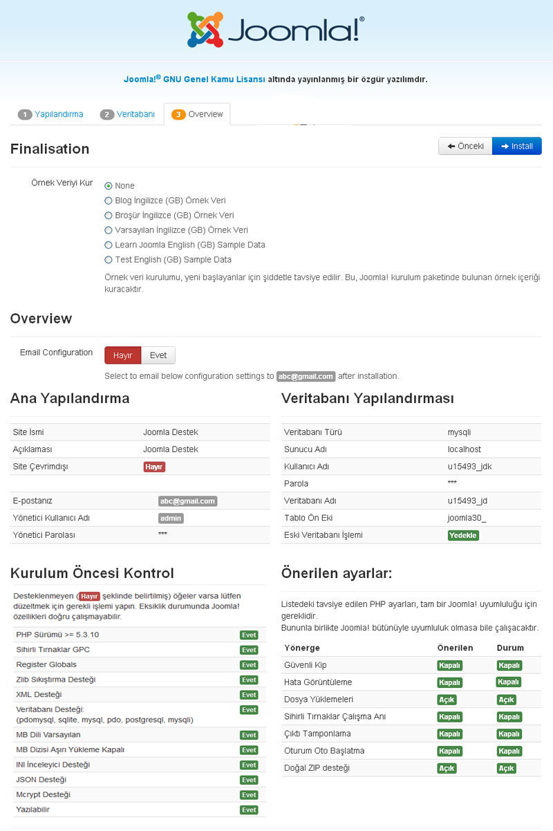 Joomla 3.0 Kurulumu