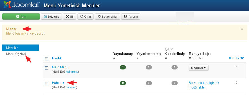 Joomla 3.0 Menü Ve Menü Öğesi Oluşturma