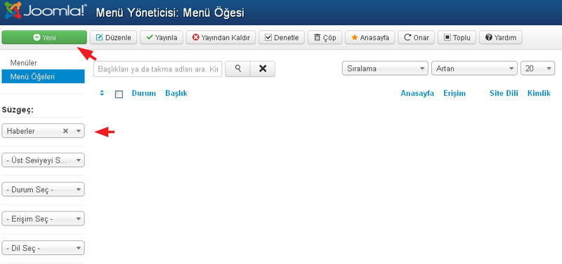 Joomla 3.0 Menü Ve Menü Öğesi Oluşturma