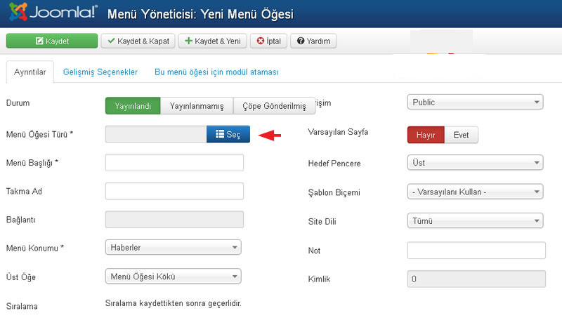 Joomla 3.0 Menü Ve Menü Öğesi Oluşturma