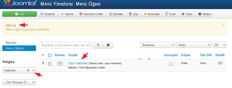 Joomla 3.0 Menü Ve Menü Öğesi Oluşturma
